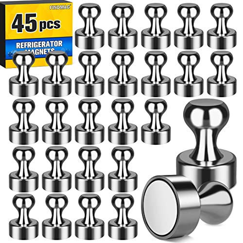 FINDMAG 45 Pack Refrigerator Magnets, Small Magnets for Hanging, Fridge Magnets for Whiteboard, Mini Magnets, Strong Magnets for