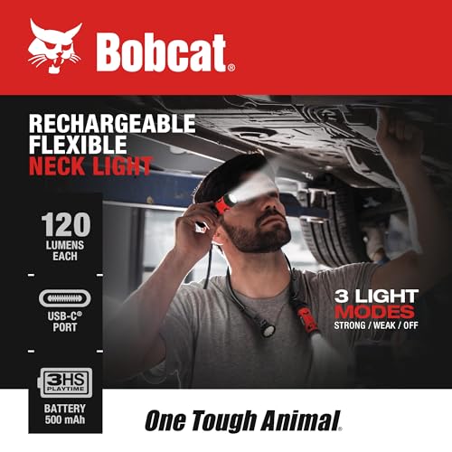 Image of CJ TECH Bobcat Rechargeable Neck Light for Reading, Crafts, and Work - Flexible LED Reading Light Around Neck with 3 Modes, Magnetic Base, Type-C Charging - LED Hand Free Work Light