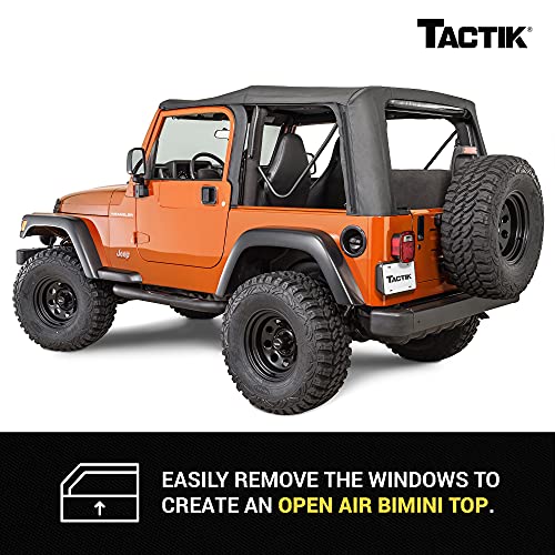 Image of TACTIK Fabric Only Replacement Soft Top - Fits Jeep Wrangler TJ 1997-2006 - Custom-Fit Fabric Roof with Removable Side&Back Window Jeep TJ Soft Top Jeep TJ Top Cover (Without Door Skins, Black Denim)