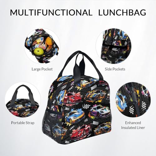 Image of Boys Backpack Set - Racing Car Backpacks for Kids - 3Pcs Toddler Bookbag with Lunch Box & Pencil Case - Lightweight School Bag for Kindergarten /Preschool /Elementary (17 Inch)