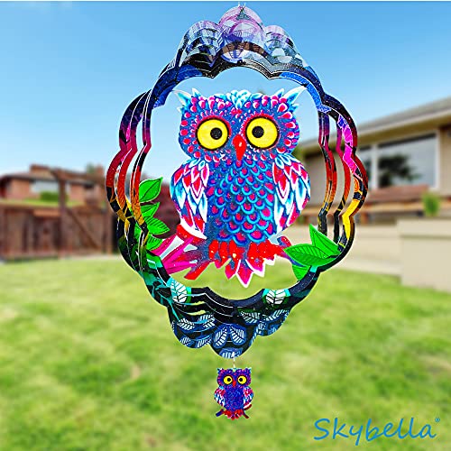 Skybella Wind Spinners - Owl Wind Spinner With Bonus Keychain Pendant. 12 Inch Wind Spinner. Hanging Wind Spinners For Yard And Garden. Outdoor Hanging Decorations #TOP4