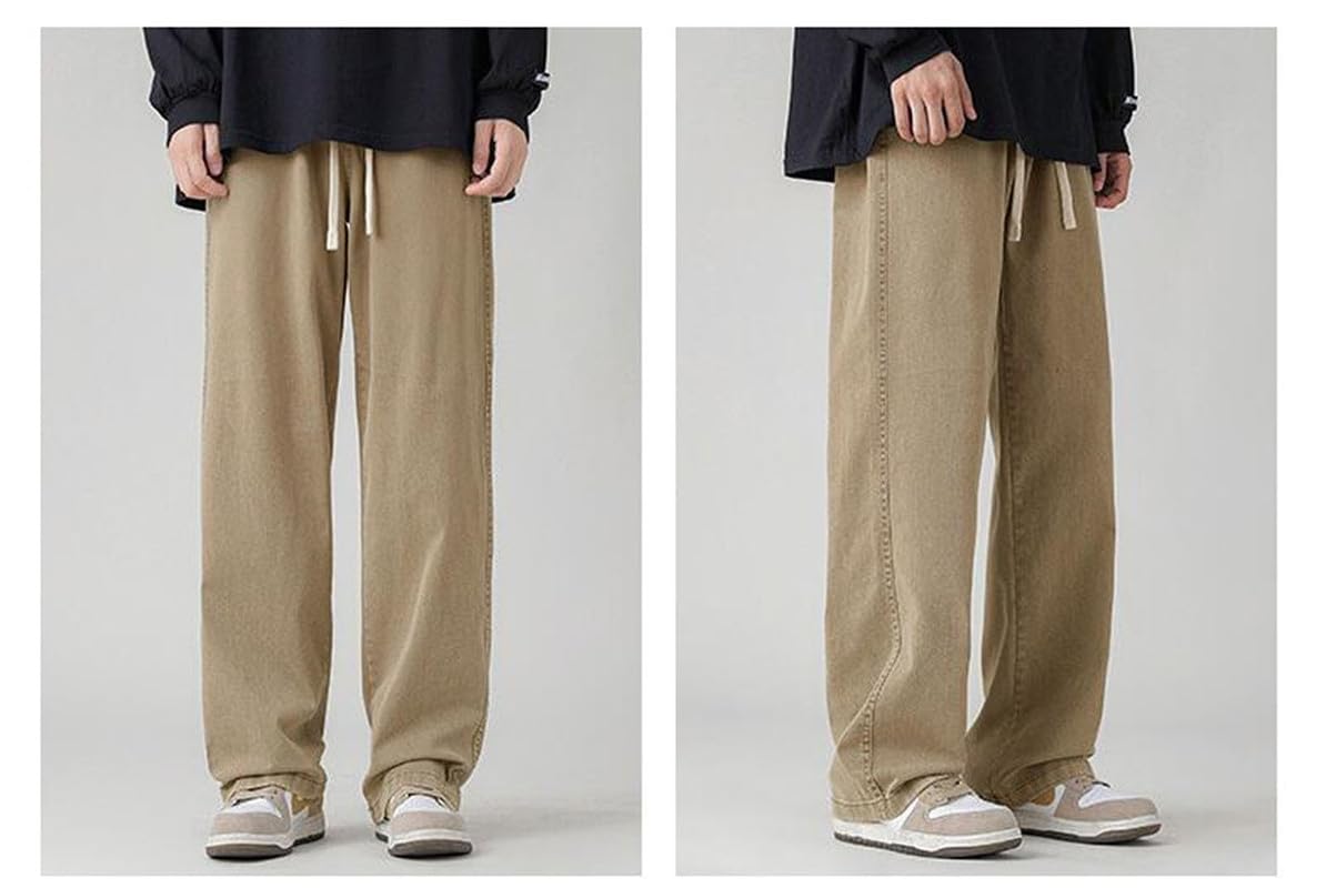 Pantaloni Sportivi Dritti in Cotone da Uomo Pantaloni Chino con Coulisse Pantaloni in Pile o Jeans Normali