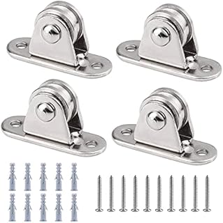 FSHIHINE Metal Pulleys Block 4 Pack Pulley Roller Smooth Wheel with Ball Bearings Deck Pulley Block Drectional Wall Pulley for Sun Shade Sails Wave Sunscreen Canopy Cover DIY Kits for Handling Moving