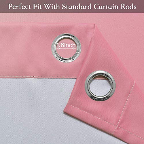 Image of SimpleHome Ombre Pink to Grey White Curtains for Living Room 52Wx84L | Room Darkening Curtains for Bedroom,Gradient Light Blocking Curtain,Thermal Insulated Grommet Window Drapes,2 Panels,84 Inch