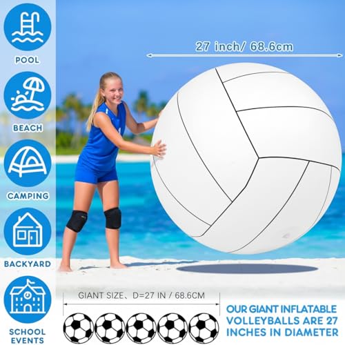 Libima 2 Pcs 27 Inch Giant Inflatable Volleyball Large Sports Ball Beach Summer Swimming Pool Accessories for Outdoor Party Activity Themed (Classic) by Libima - Image 2