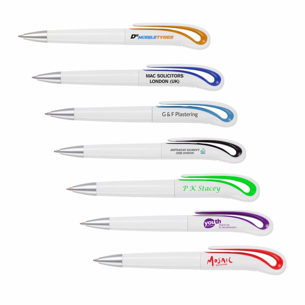 Sign Print Lab Personalized Swan-Shaped Pens – Custom Full-Color Logo Printing, Black Ink (Pack of 250)