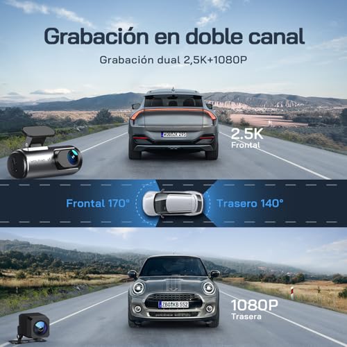 WOLFANG Cámara de Coche Delantera y Trasera 4K UHD, Dashcam de Doble Lente para Coches de 170º Gran Angular Monitor de Aparcamiento 24H con Grabación en Bucle y Sensor G 3