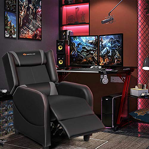 Goplus Massage Gaming Recliner Chair, Racing Style Pu Leather Single Recliner Sofa With Footrest, Adjustable Modern Living Room Recliners, Ergonomic Home Theater Recliner Seat #TOP5