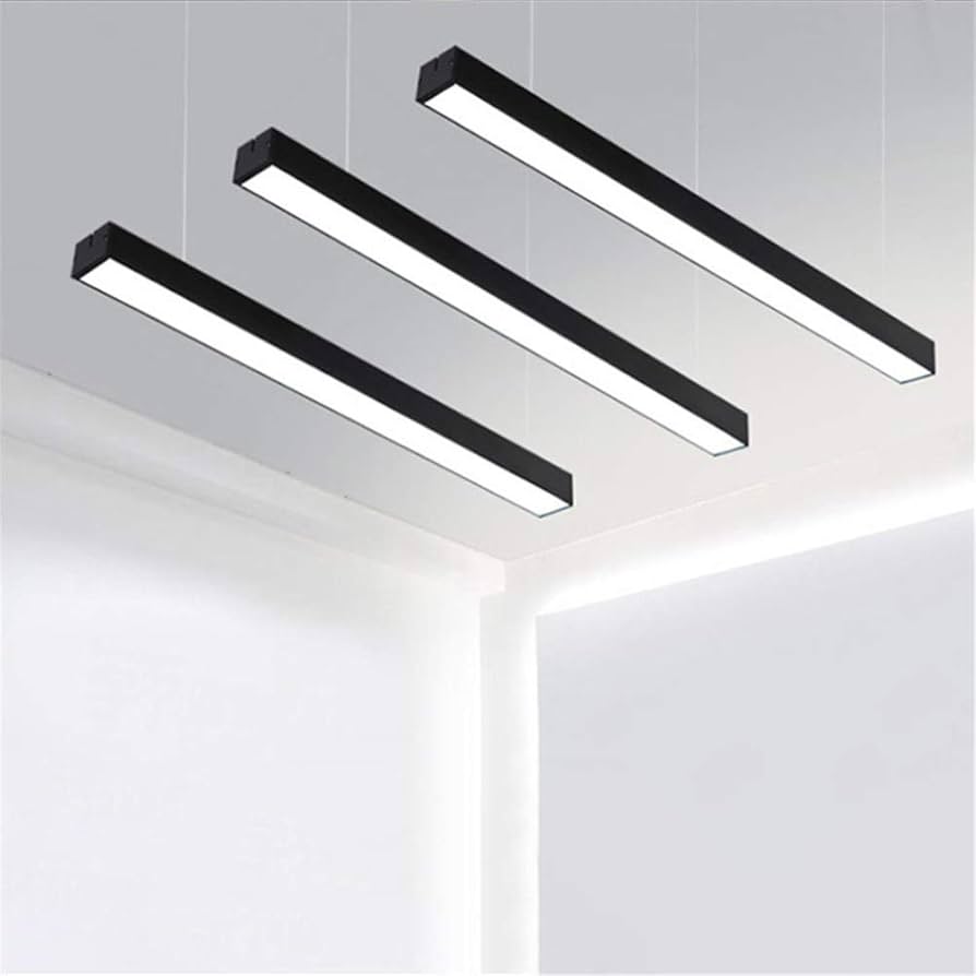 RUNNUP LED Strips Architectural Suspended Direct Indirect Linear Linkable  Dimmable Office Light Fixture 32W/3500LM/6000K Commercial Lighting Market  Garage Basement Black Finish 47.27inch, 3 Pack - Amazon.com