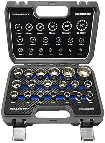 Universal Gear Lock Socket Wrench/sockets 1/2'' 8-32 Multi-Tooth Torx inch Imperial Tool / 19 Pieces/Inside Outside Sockets Set