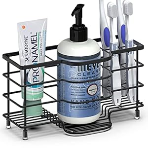 Linkidea Ventilated Toothbrush Holder for Toilet, Stainless Metal Tooth Brush Stand for Toothbrush, Toothpaste, Razor, Hand Cleaning soap, Self-importance Countertop 6 Slots Organizer