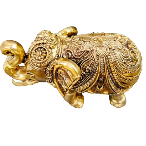 Image of Brass Elephant Statue for Home Decor, Good Luck, Vastu, Feng Shui, Office & Gift - Handmade Decorative Elephant Figurine for Wealth & Prosperity (3 Inch)