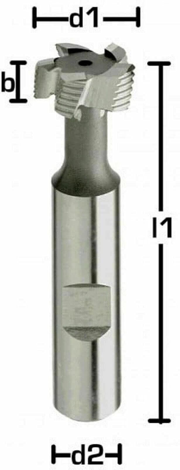 HSSE - Fresa de ranura en T tipo NR 12,5-40 mm para desbaste DIN 851B, Z=6/8 HB, tamaño: 19,0 x 9 x 70 - d2=12 mm Z=6