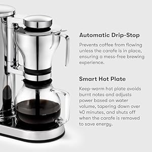 aarke Coffee Maker - Electric Drip Filter Coffee Brewer, Stainless Steel, Glass Carafe, Smart Hot Plate, 10 Cup Capacity, 250 mL aarke Coffee Maker Electric Drip Filter Coffee Brewer Stainless Steel Glass Carafe Smart Hot Plate 10 Cup Capacity 250 mL