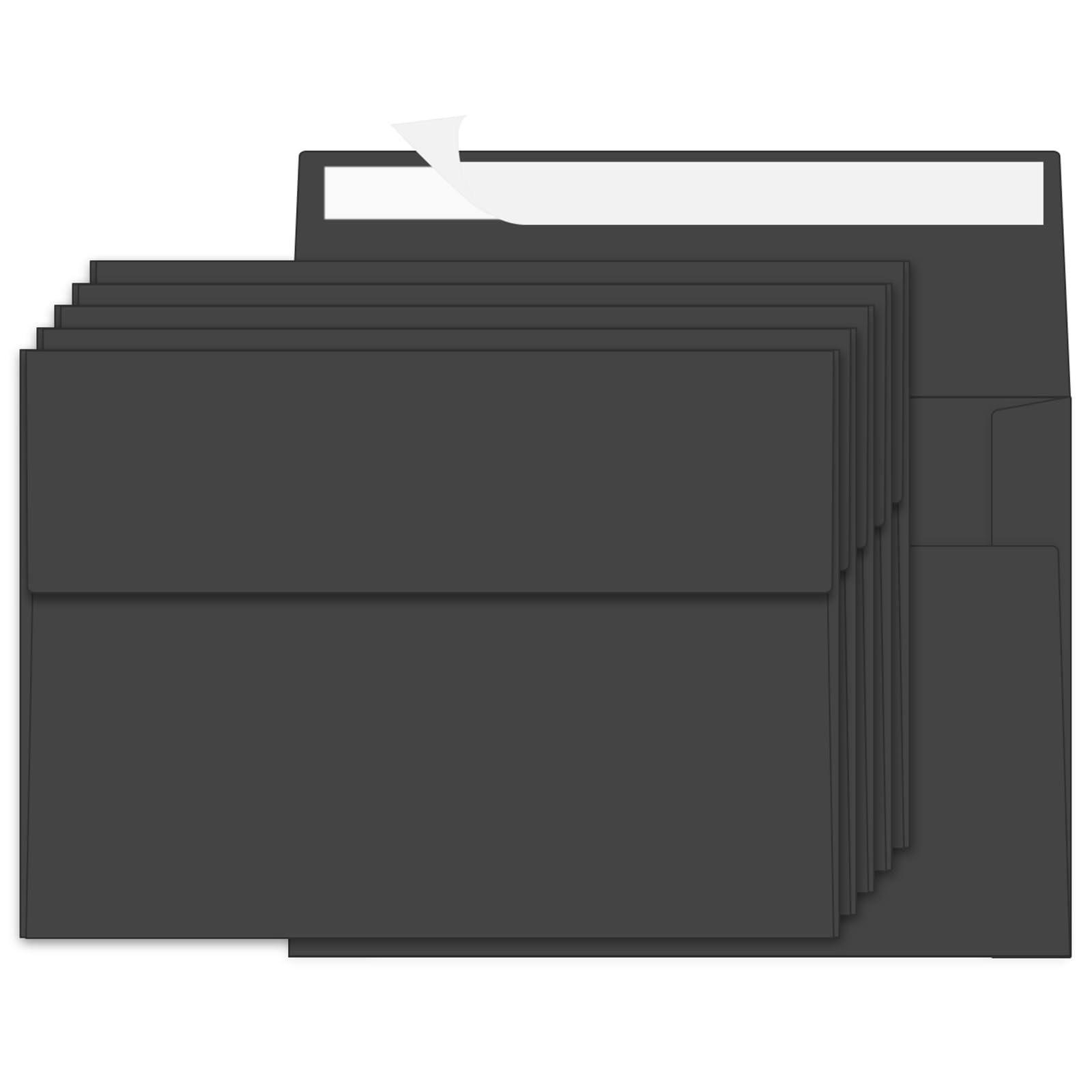 Ouzoustate 200 Packs Black 4x6 Envelopes for Invitation Card, A6 Small Envelopes Self Seal for Wedding Birthday Party Baby Shower