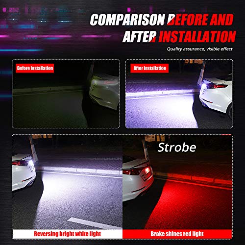 Rear License Plate Frame LED Lights & Brake LED Lights All-in-one 7.41 inch 30x5630SMD Chips White & Red LED Light Bar for Cars SUVs Trucks or RVs.1-Pack. (30SMD-W)