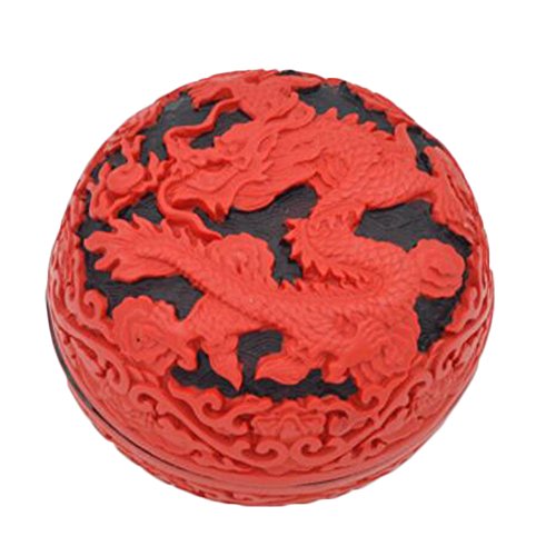 Alien Storehouse Chinese Mini Traditional Carved Lacquer Red Jewelry Box Treasure Chest Case, No.8