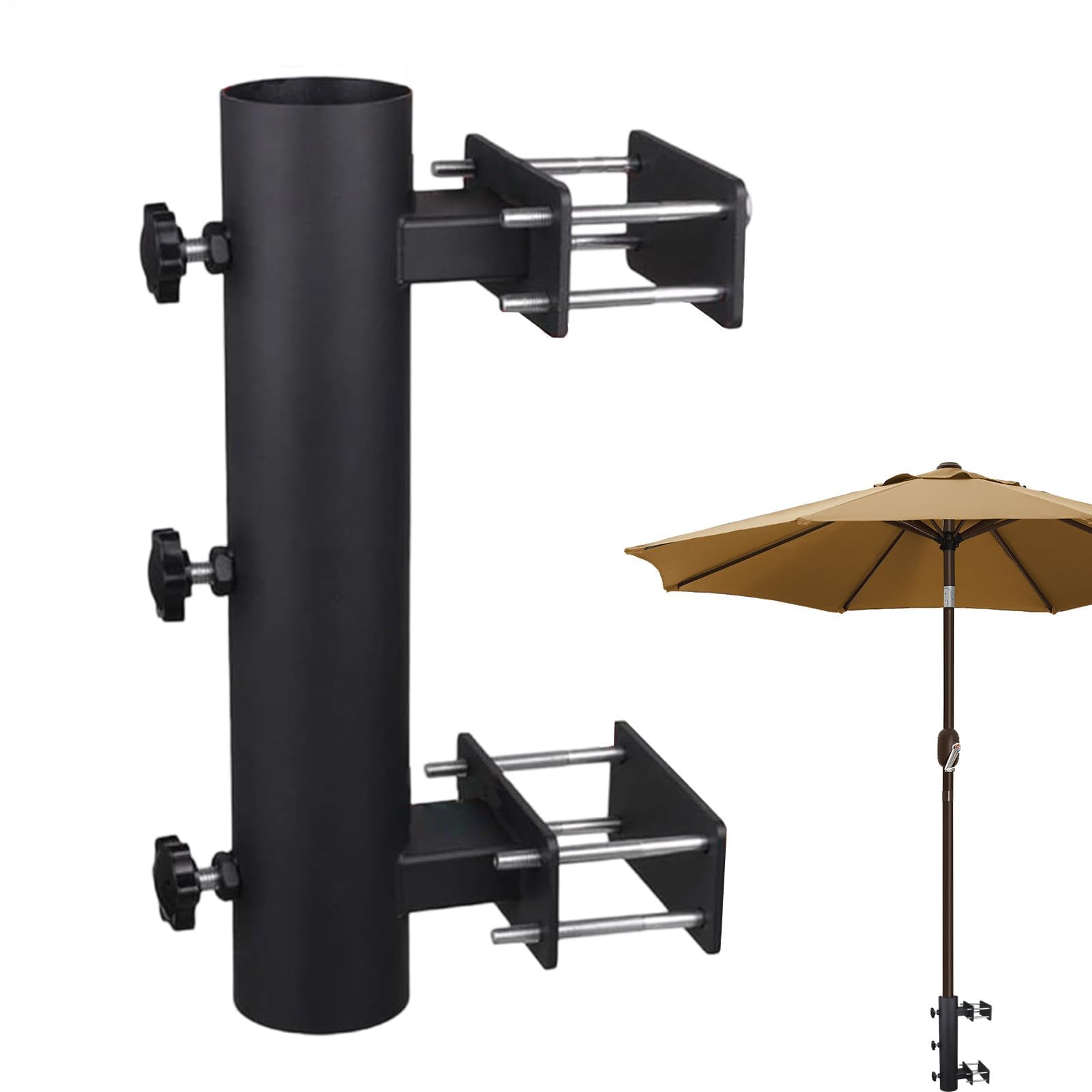 Supporto per ombrellone e resistente alle intemperie, ideale per balconi, ringhiere, terrazze, giardini, recinzioni, perfetto per tenere saldamente ombrelloni in spazi esterni
