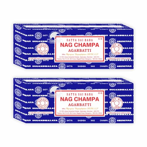 Satya Sai Baba Nag Champa Agarbatti 250gms Hand Rolled Fine Quality Incense Sticks for Purification Relaxation Positivity Yoga Meditation (NC250 Pack of 2)