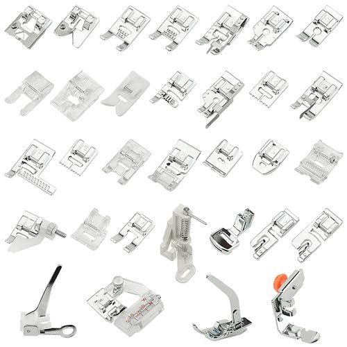TOVOT 32 PCS Domestic Sewing Machine Presser Feet Set for Singer, Brother, Janome and Kenmore,Babylock, Low Shank Sewing Machines(B)