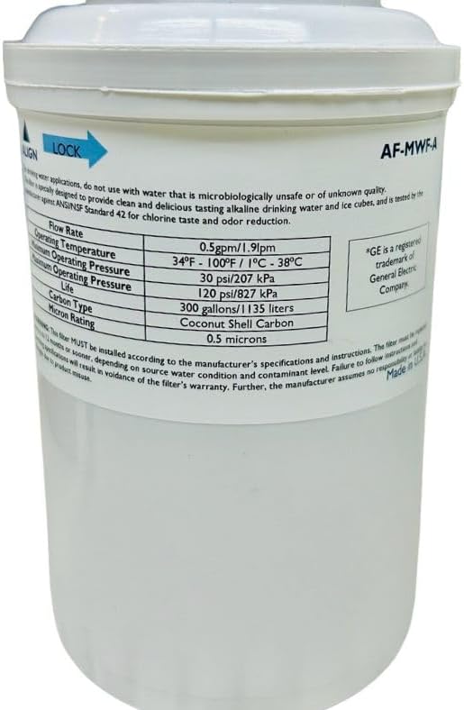 Miniatura 3 de Filtro de agua alcalino AF-MWF compatible con GE modelo MWF, 2X Life (nivel de pH 9.0), paquete de dos unidades