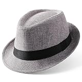 BABEYOND Straw Trilby Fedora Hat for Men-1920s Felt Panama Hat Short Brim Summer Cap with Ribbon