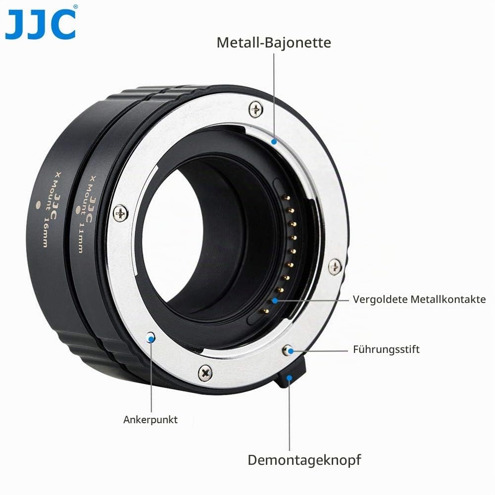 JJC Autofokus Makro Zwischenringe (AF) für Makrofotographie Passen für Fujifilm X Mount Kameras X-T30 III X-H2S X-S20 X-PRO3 X-PRO2 X-T5 X-T4 X-T3 X-T50 X-T30II X-T30 X-E4 X-E3 X-T200(11mm /16mm Sets)