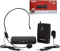 Microfone Profissional Sem Fio, Lapela e Headset, Omnidirecional, Dinâmico, Alcance 30-50m, Preto, MT-2201