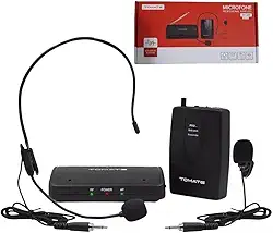 Microfone Profissional Sem Fio, Lapela e Headset, Omnidirecional, Dinâmico, Alcance 30-50m, Preto, MT-2201