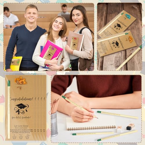 Set de 25 lápices para graduación 2026 con tarjeta y flores miniatura 5