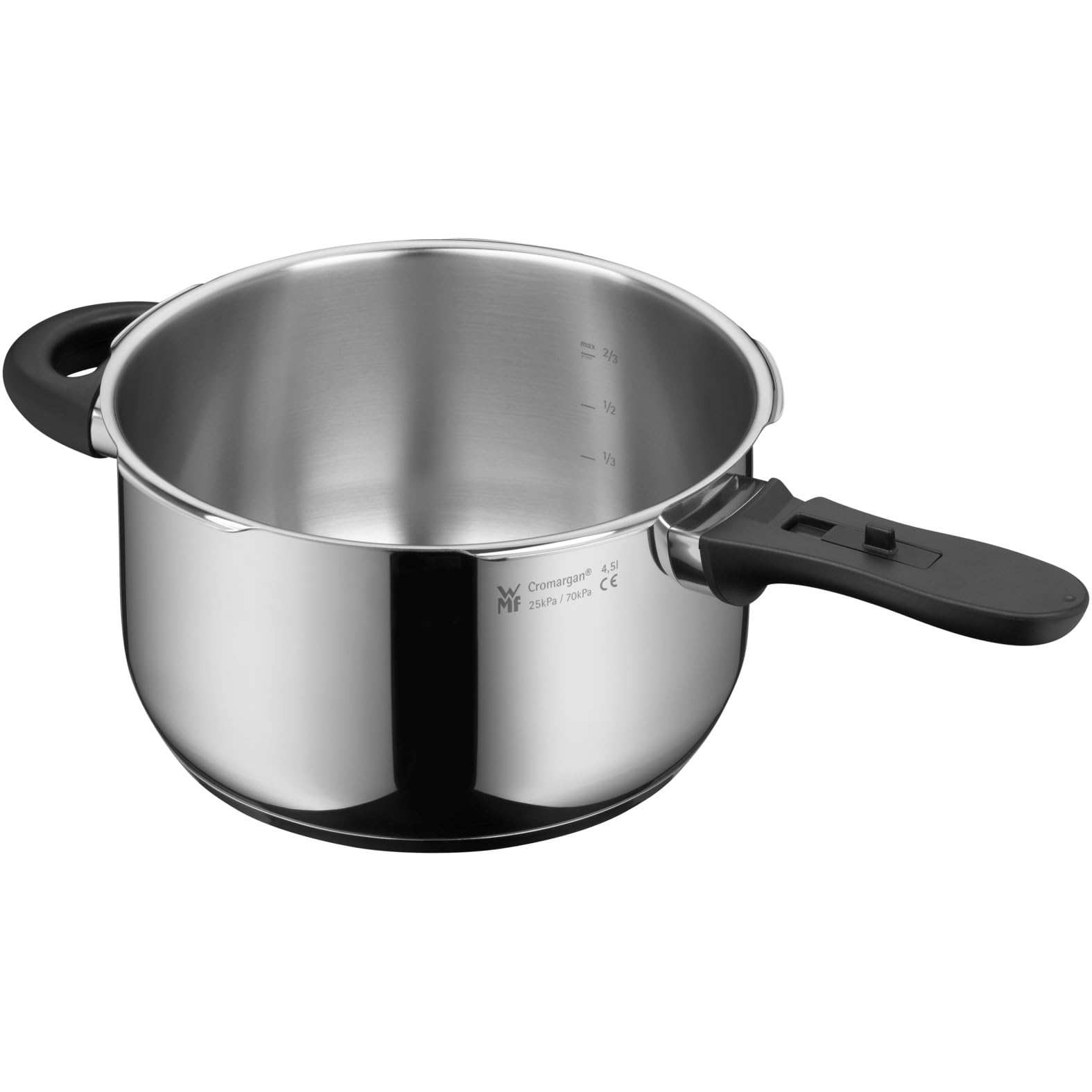 WMF Perfect Plus One Pot - Pentola a pressione a induzione, 4,5 l, con protezione della fiamma, grande segnale di cottura, 2 livelli di cottura, manico con coperchio rimovibile, regolatore di livello