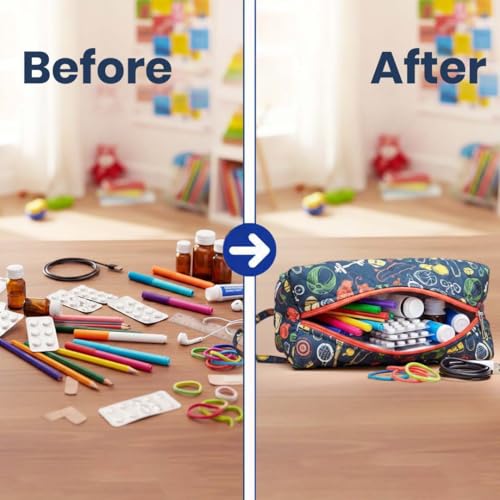 Image of Travel Organizer | Multipurpose All-in-One Compact Durable, Lightweight, Waterproof, Bag | Travel Friendly Pouch | Ideal for Stationary, Medicines, Accessory (Sports Print)