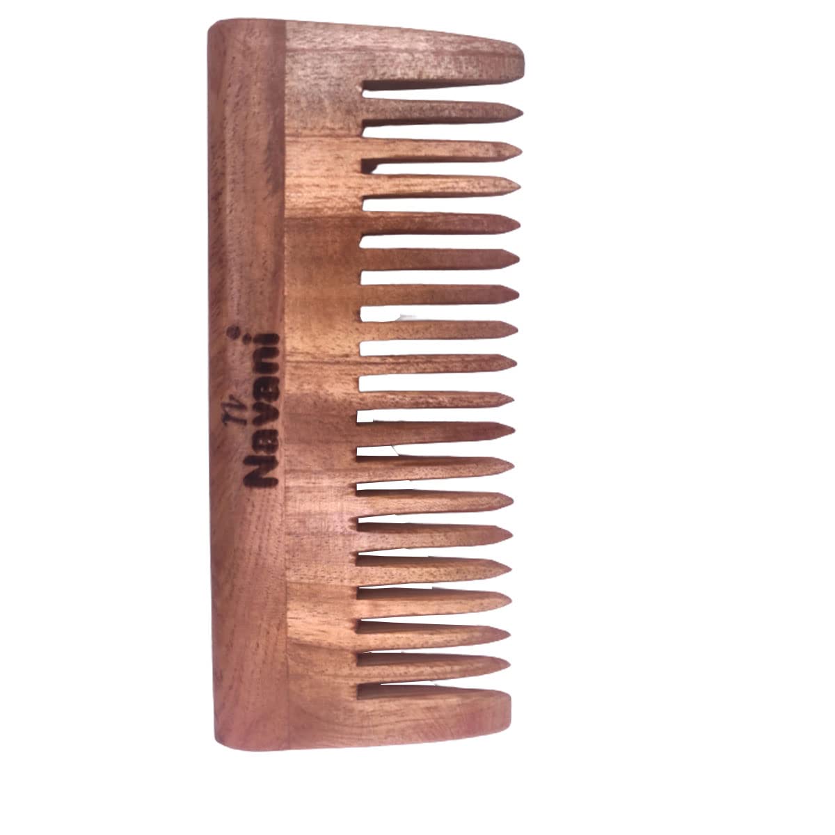Navani Neem Wood Detangling Comb, Wide Tooth Long Handle, After Shampoo and Scalp Massager for Hair Growth - 01 No.