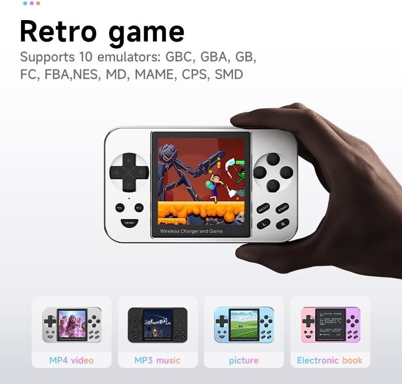 Miniatura 7 de Consola de juegos portátil Mini consola retro, 5000mAh portátil Pocket Arcade soporta carga inalámbrica con cable, juego clásico, libro electrónico,