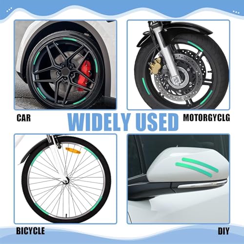 Image of Car Tyre Rim Reflective Stickers for Cars & Bikes, Night Visibility Warning Wheel Trim Safety Reflector Strips Waterproof Night Visibility Self Adhesive Universal Fit (Pack of 20, Neon)