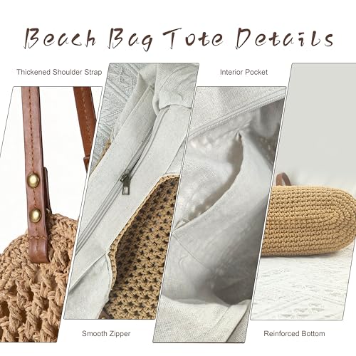 Bolso de Playa de Crochet, Bolsa Tote Tejida, Boho para Mujer miniatura 6