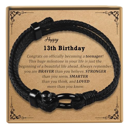 Sereney 13 Year Old Boy Birthday Gifts Ideas Adjustable Leather Bracelet as 13th Birthday Gifts for 13 Year Old Boy 13 Birthday Decorations for Boys Men Male Son Grandson Nephew Friend