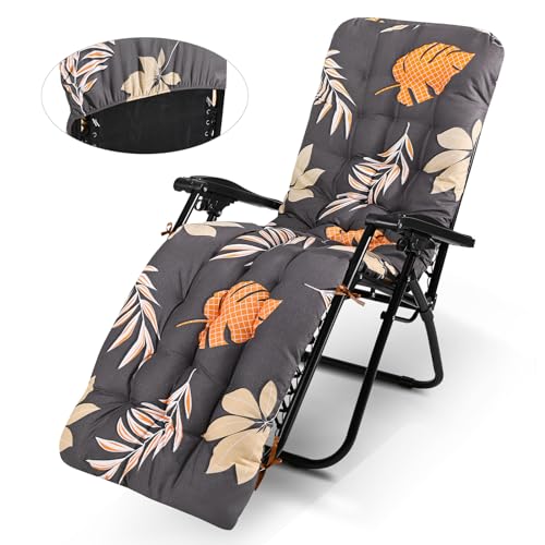 WildFun Cuscini per sedia a sdraio, 170 x 53 x 8 cm, cuscini di ricambio per sedia reclinabile, con parte superiore antiscivolo, per interni, esterni, giardino, patio, spiaggia (grigio scuro)