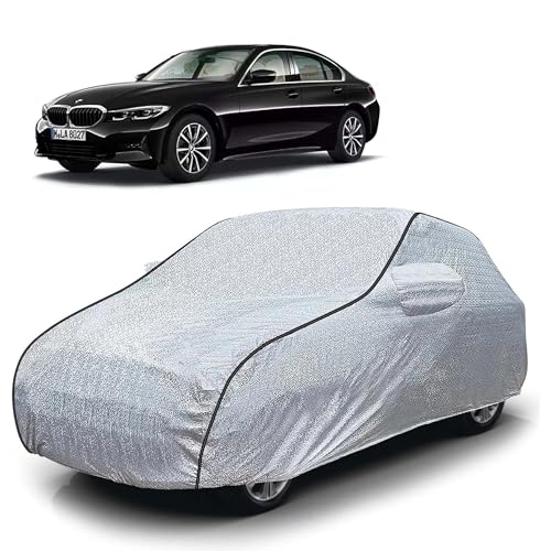 Image of Sulfar 100% Waterproof Car Body Cover Compatible with Mirror for BMW 320D (Triple Stitched, Full Bottom Elastic, Magic Silver with Black Piping)