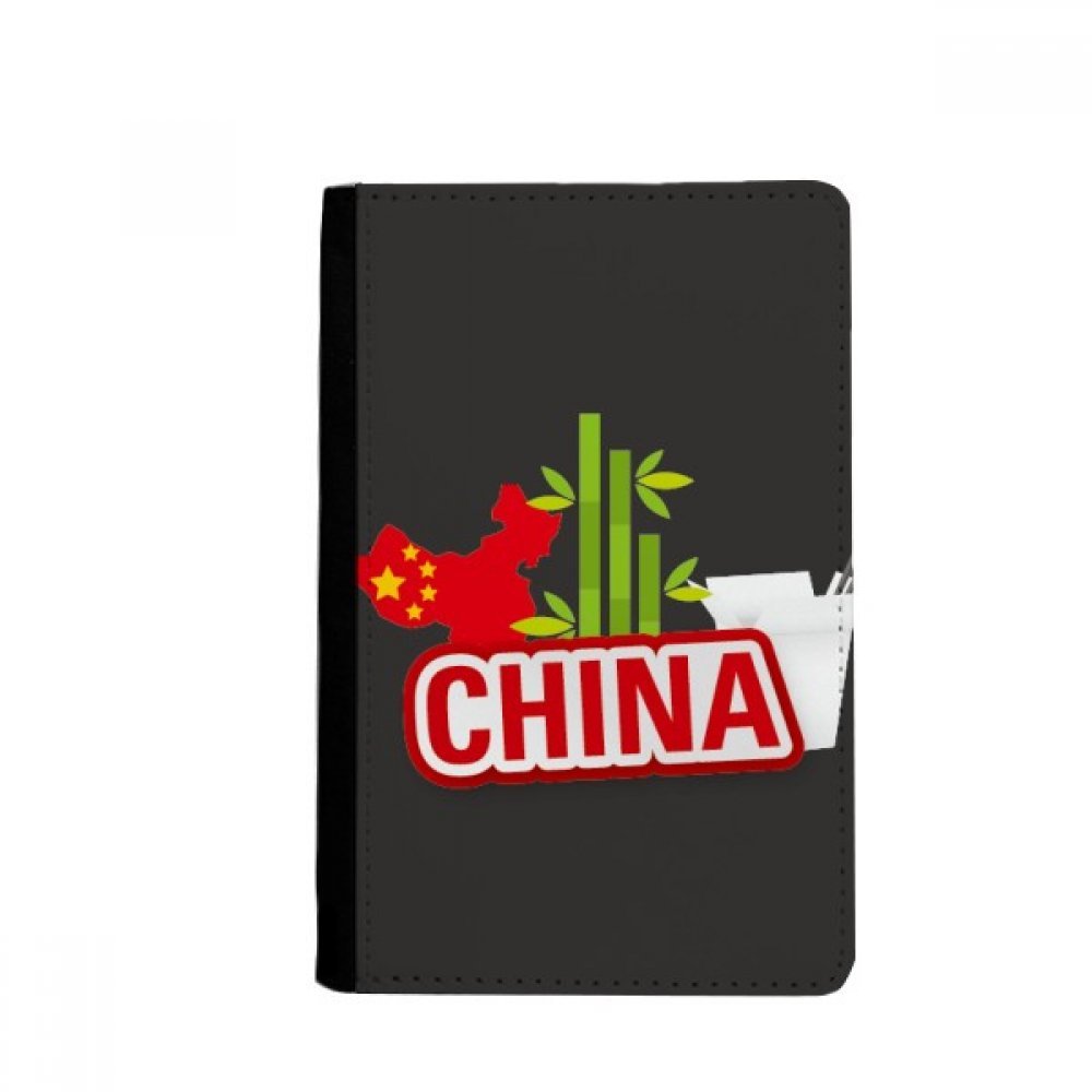 China Map Bamboo Red China Town Passport Holder Notecase Burse Wallet Cover Card Purse