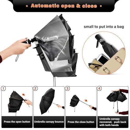 Parapluie pliant blanc pour chat automatique et robuste contre le vent