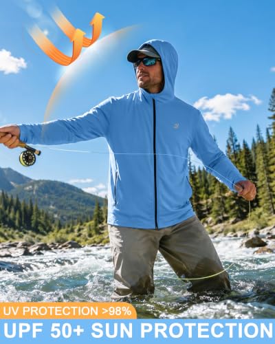 Image of Roadbox Men's UPF 50+ Zip Up Sun Hoodie, UV Protection Lightweight Jacket