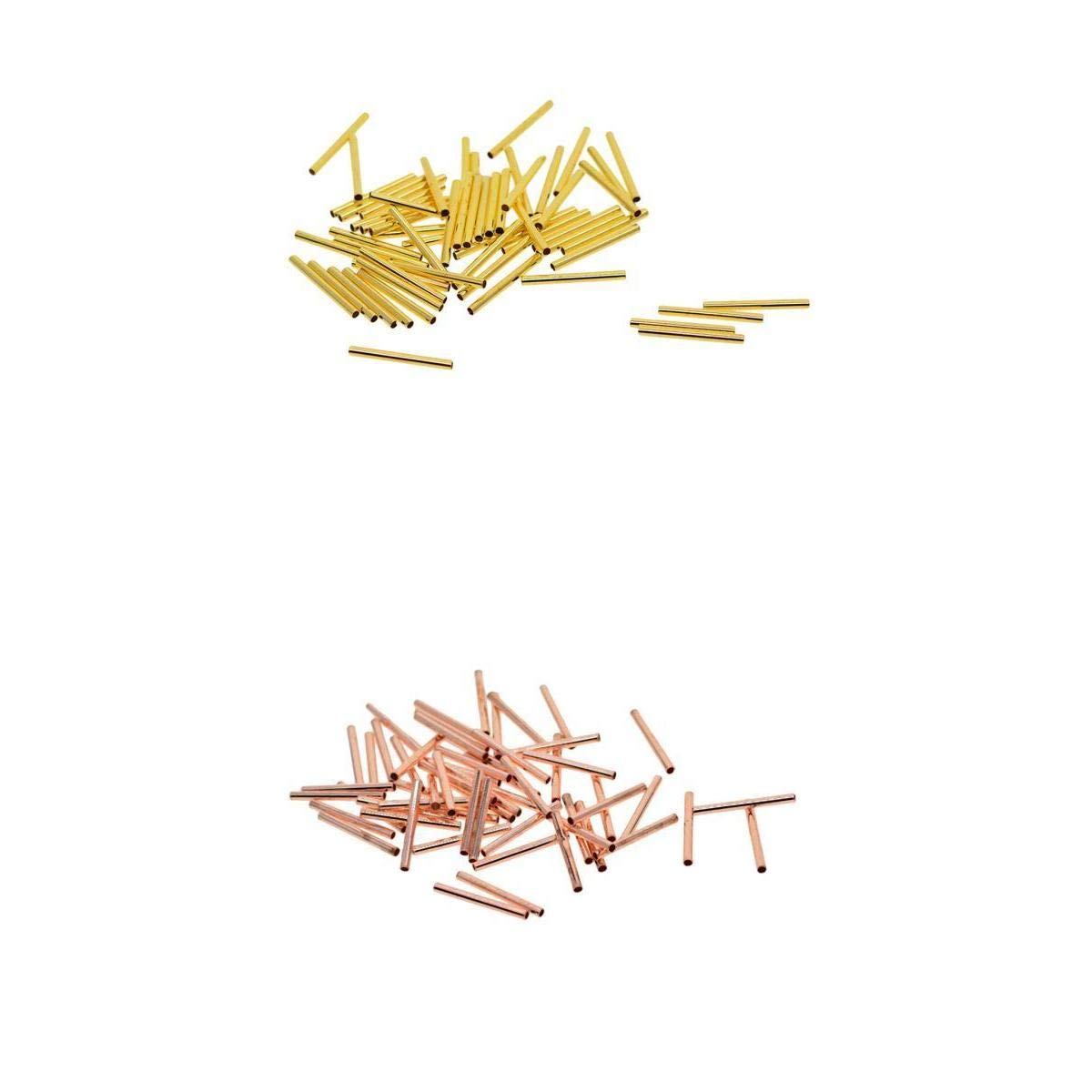 SNAPPSY 100x Smooth Long Straight Tube Noodle Bead Jewelry Making Golden, Rose Gold-picture-42