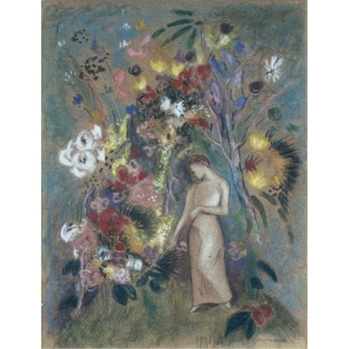 Toile roulée d'art Femme aux fleurs couleurs durables 127 cm