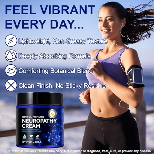 Image of Neuropathy Cream Extra Strength Nerve Cream for Feet, Legs, Neck, Back, Hands, Body - Lightweight, Plant-Based Formula with Cooling Comfort, 4 oz 2Pack