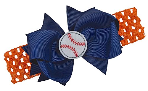 Image of Funny Girl Designs Baseball Team Fan Bow and Crochet Headband Fits Newborn to Toddlers