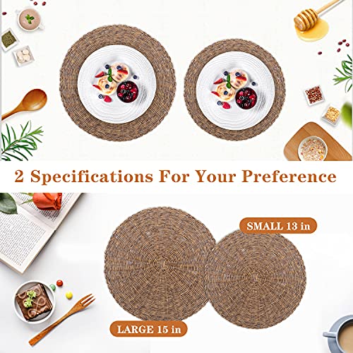 Gfware Woven Placemat Round Set Of 6 13In Natural Wicker Charger Heat Resistant Rattan Place Mat Thick Rustic Hand-Braided For Kitchen Dining Table Wedding Restaurant Farmhouse Decoration Brown #TOP3