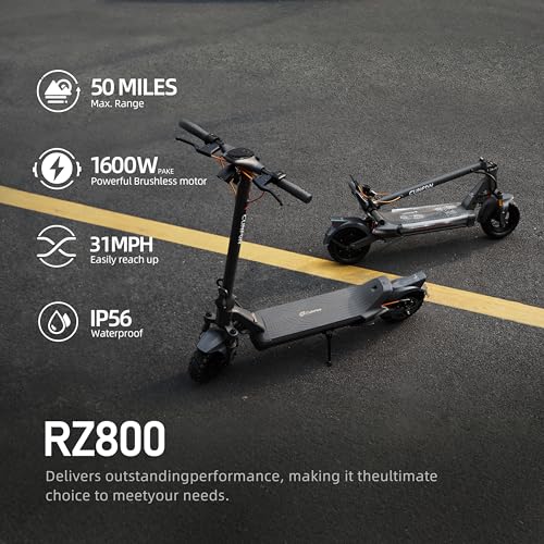 Image of Electric Scooter- Electric Scooter for Aults,800 /1000 /1600W Peak,up to 19 /25 /31MPH,25-50Miles Range,220-330lb Load,Foldable E-Scooter for Adult Teens with Damping Adjustable Suspensions,Turn Signals