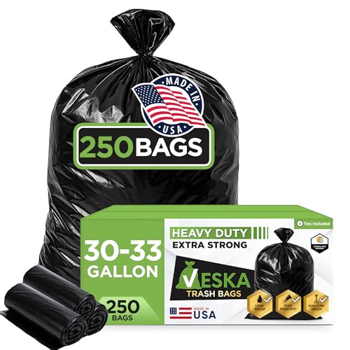 30-33 galloni sacchetti della spazzatura (valore 250 sacchetti) sacchetti della spazzatura neri sacchetti plastica 30 galloni - 32 galloni - 33 galloni.