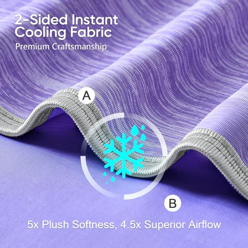 Image of KMUSET Cooling Blanket Throw (50 inchx60 inch), Double Sided Summer Cooling Blankets for Hot Sleepers & Night Sweats, Breathable Lightweight Blanket for Beach, Sofa Bed Couch, Gifts for Women Men Lavender